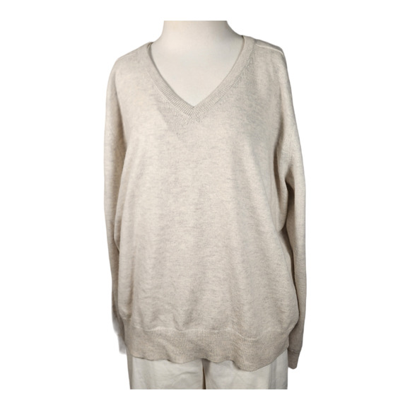 KOCH Wool & Cashmere Light Grey Pullover Sweater XS Semi Sheer Woven Back EUC - Picture 2 of 6